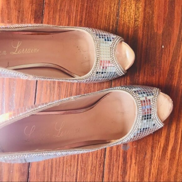 Lauren Lorraine Pauline Peep Toe Mirror Rinestone - Picture 4 of 7